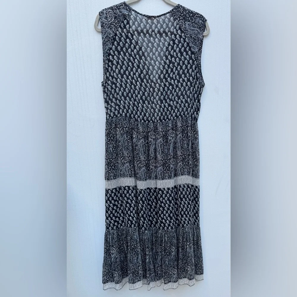 ULLA JOHNSON: Silk Georgette Tropez Paisley Dress in Navy, Size 6 - Picture 6 of 10